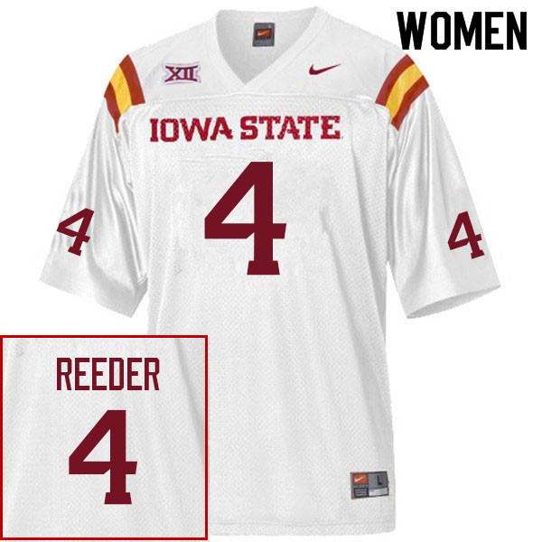 Women #4 Colby Reeder Iowa State Cyclones College Football Jerseys Sale-White
